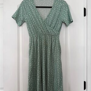 Michelle Mae Sage Floral Midi Dress